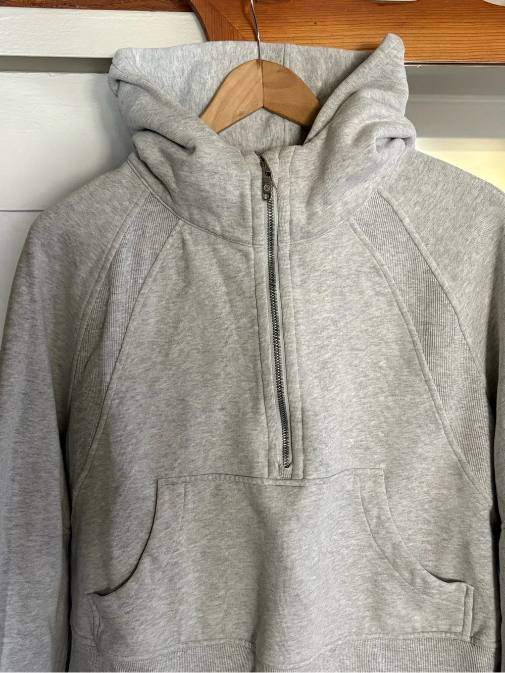lululemon athletica Light Gray Cropped Half-Zip Hoodie